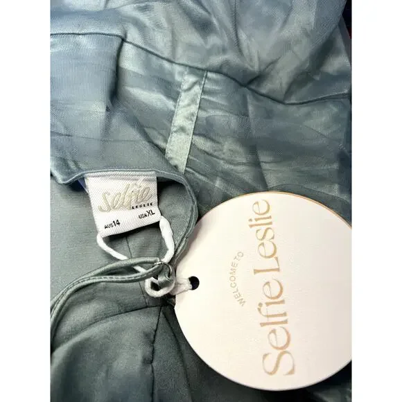 NWT Selfie Leslie Smitten Sweetheart Chiffon Sage Mini Dress Size XL Womens - Picture 7 of 9